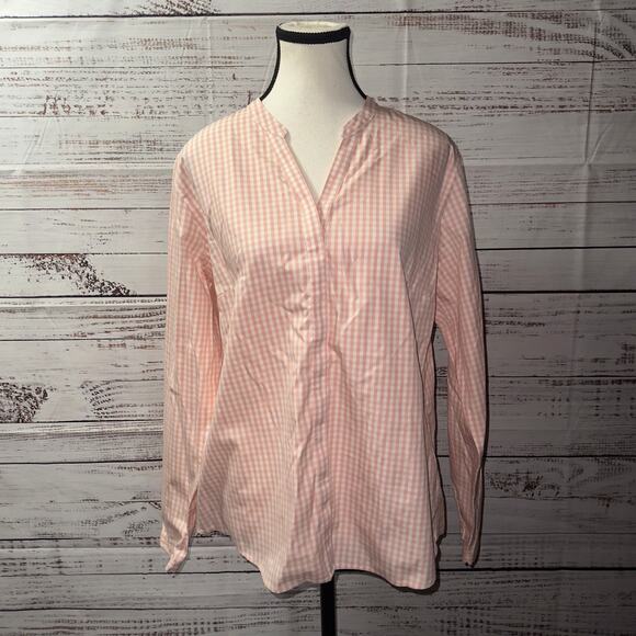 L.L.Bean Pink Gingham button down Shirt women’s Size Medium - Picture 2 of 8